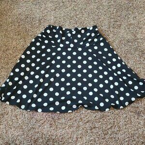 Maurices Black White Polka Dot Flowy Skater Skirt